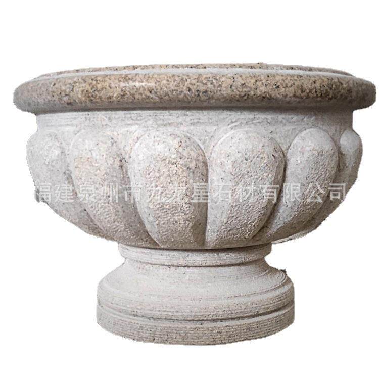 石雕鱼缸花盆青石仿古做旧圆形荷花缸户外室内庭院装饰石头缸摆件