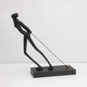 饰品办公室客厅卧室纤夫摆件铸铁现代样板房书房黑色金属桌面简约