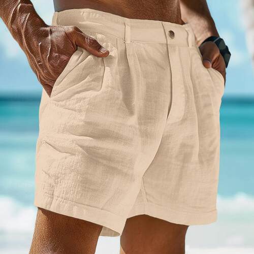 athleisure fit Men's Linen Shorts Summer Shorts Beach Shorts