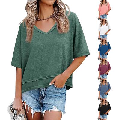 Women‘s Long Sleeve T Shirts V Neck Casual Flowy Tops Fall