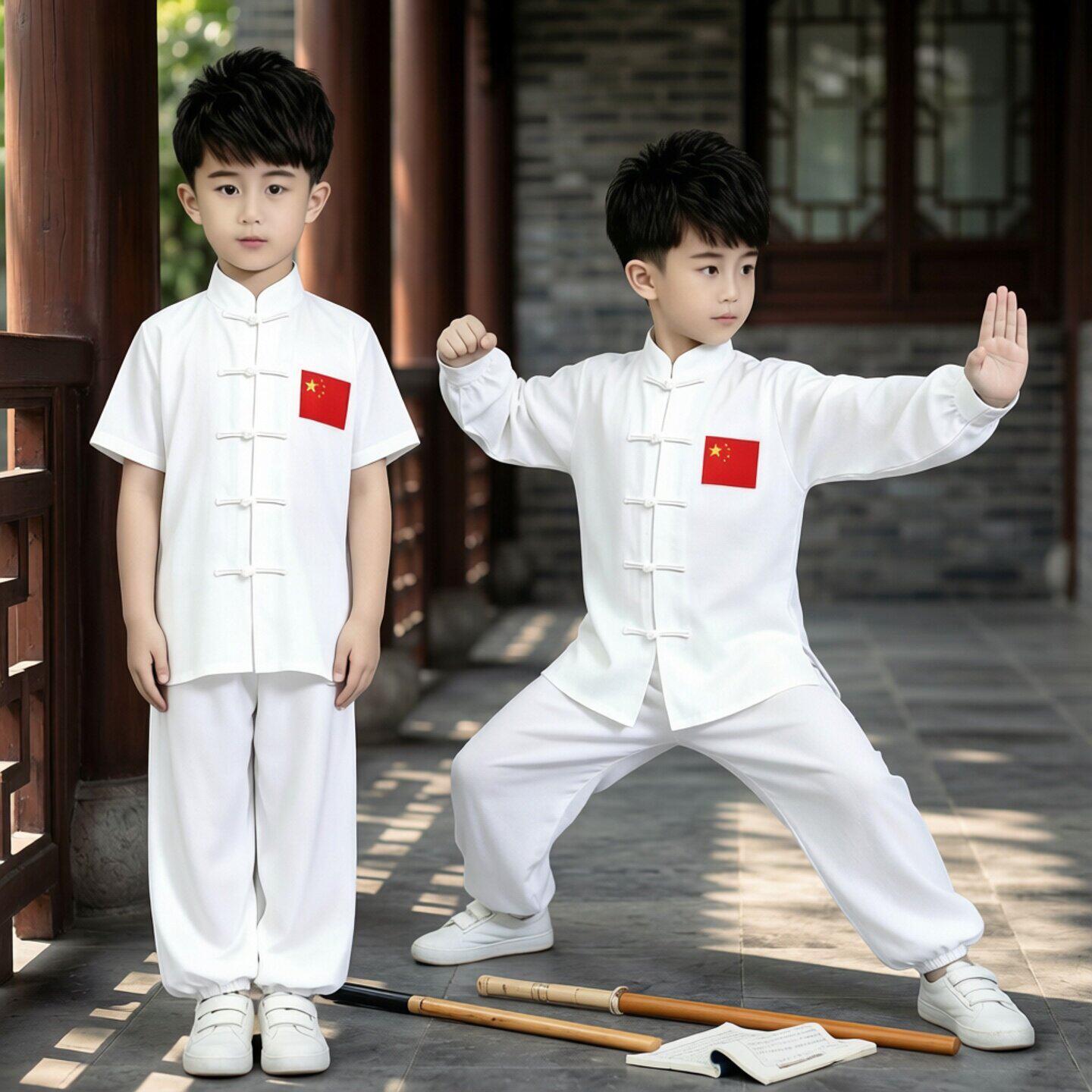 新款太极服男女童武术服装太极拳练功服中国风团体比赛表演服套装