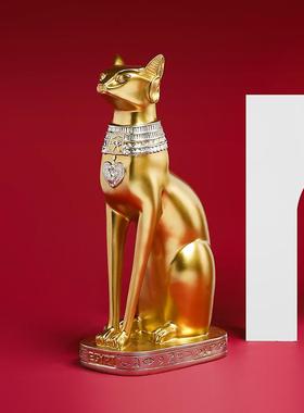 一手上货古埃及猫金色时尚品摆件客厅玄关桌面树脂工艺品摆件