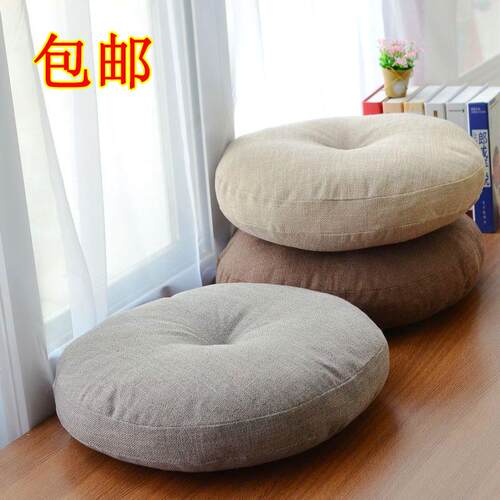 坐垫地上不塌亚麻蒲团加厚圆形布艺阳台日式榻榻米飘窗瑜伽大号打