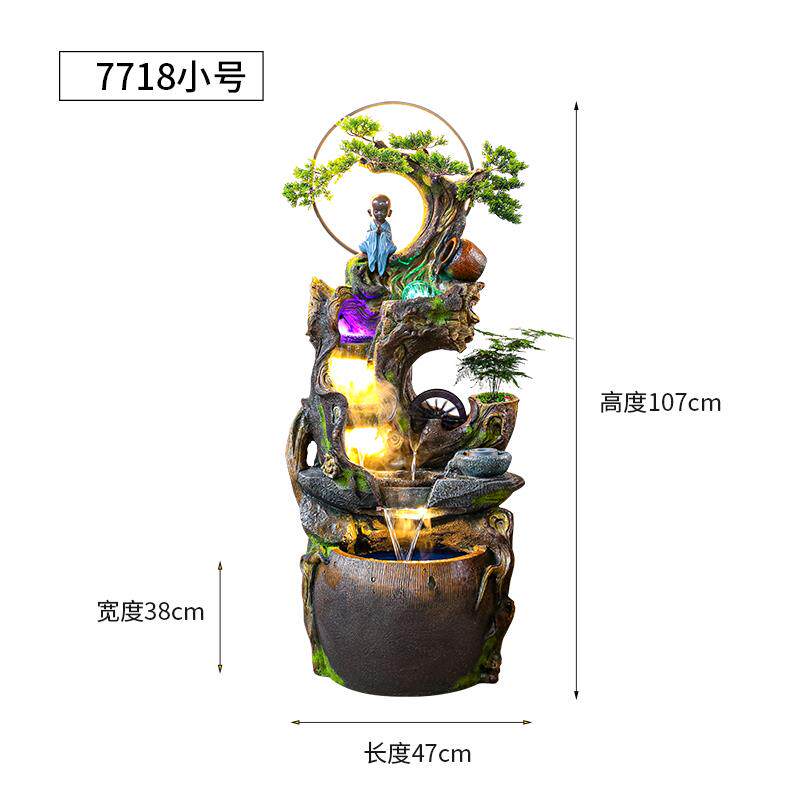 正品鱼新中式禅意车流水景观财落富摆件客厅循环财富水缸地加湿器