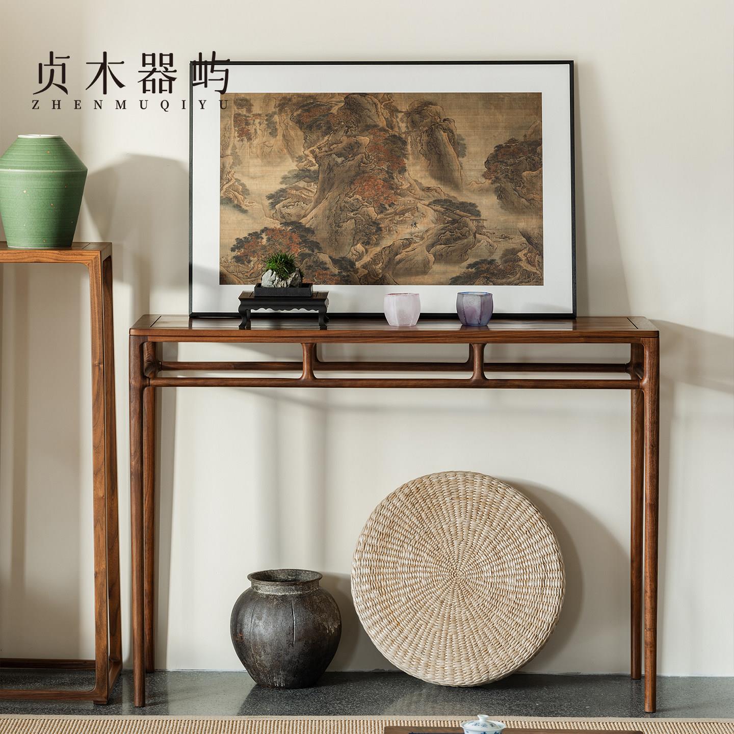 贞木器屿宋式美学条案北美黑胡桃木案几新中式玄关台实木禅意供桌