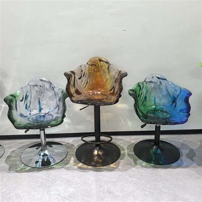 ELT抽象明脂花瓣椅子吧台旋转凳子室内透酒店客厅装抽象雕软塑摆