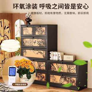 中古风柜印花钢制LNK斗客厅边柜储物床柜铁艺五斗卧室尾柜抽屉收