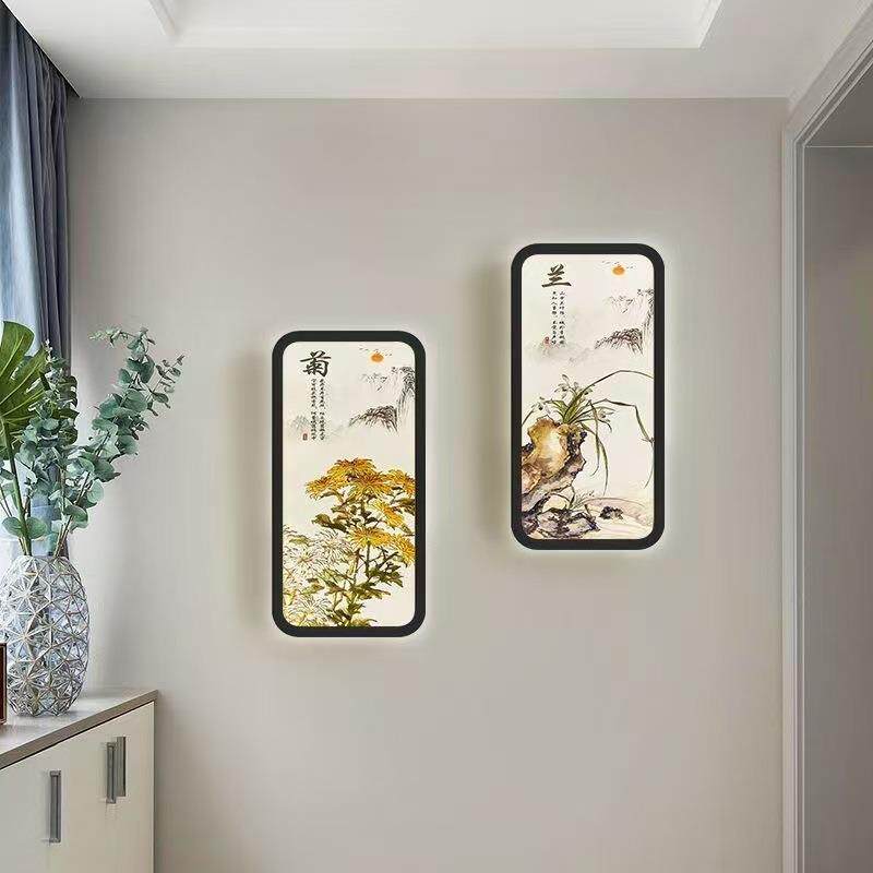 中式壁画灯楼梯走廊床头卧室客厅背景过道装饰墙壁灯现代灯具led