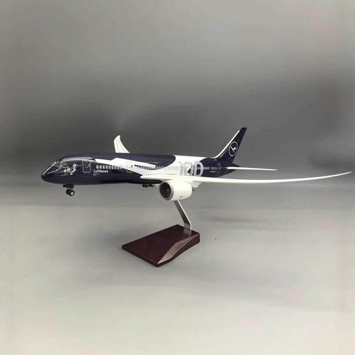 汉莎B787航空100周年纪念款德国汉莎787飞机模型带灯静态航模摆件