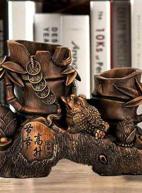 文昌塔牛马金蟾笔筒摆件办公室书房装饰品桌面工艺品送教师节礼品