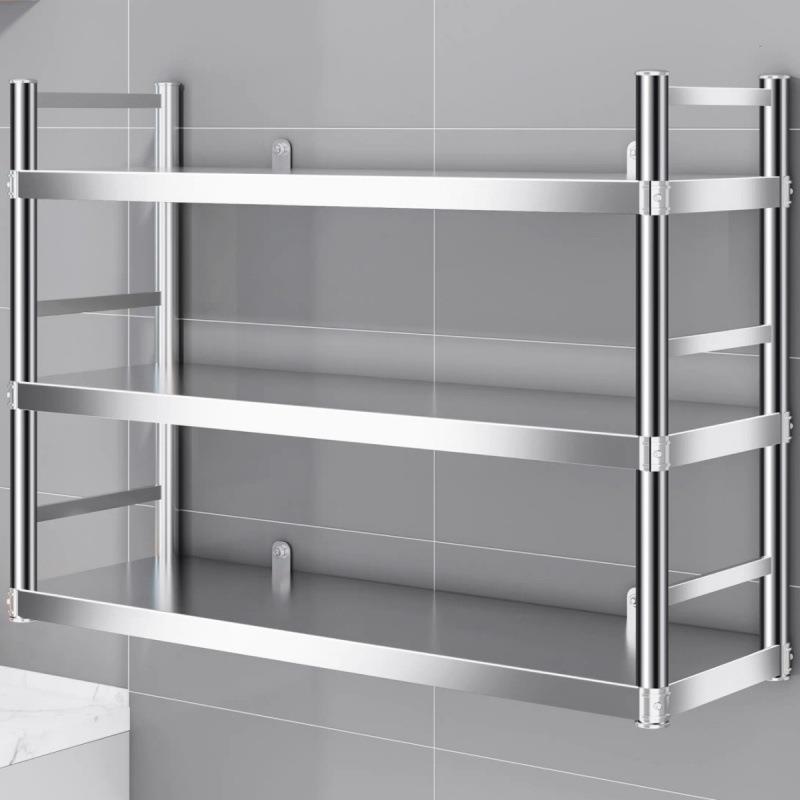 不锈钢置物架壁挂墙架商用饭店厨房挂墙层架收纳墙壁架子墙上货架