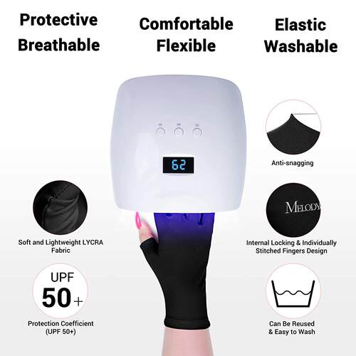 UV Gloves for Gel Nail Lamp, Professional UPF50+ Protection