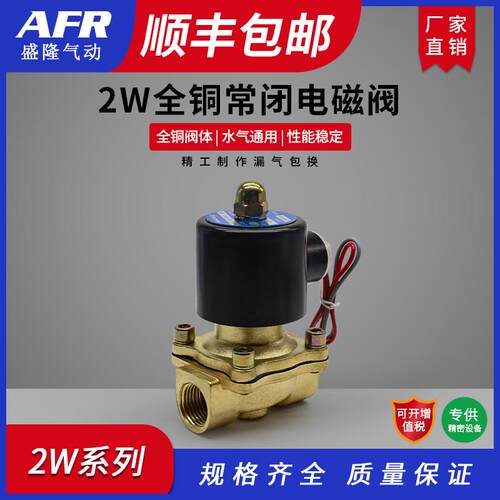 2W全铜常闭电磁阀水阀 油气阀 DC24V AC220V DN08 10 15 2W160-15