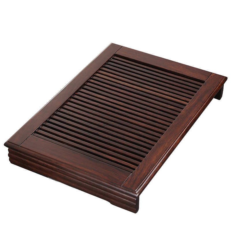 黑檀鸡翅实木茶盘储水排水茶海抽屉托盘茶台家用简约办公旅行茶具