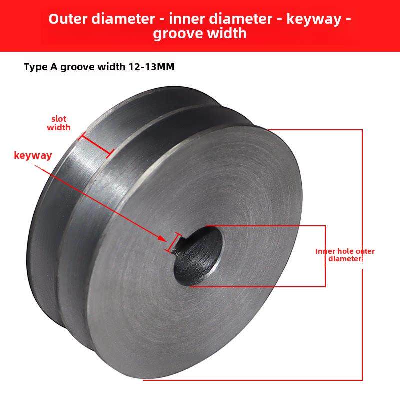 皮带轮双槽2A型平面传动皮带轮减速器电机电机三角皮带轮外径60-2