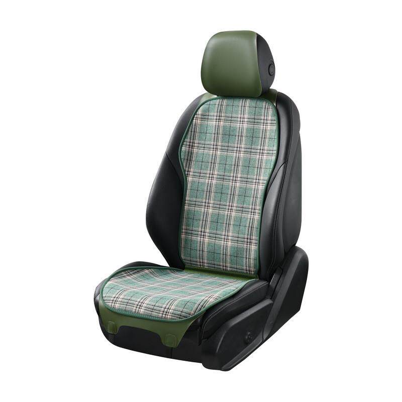 新款复古英格兰亚麻格子布艺汽车坐垫四季通用免绑小蛮腰防滑透气
