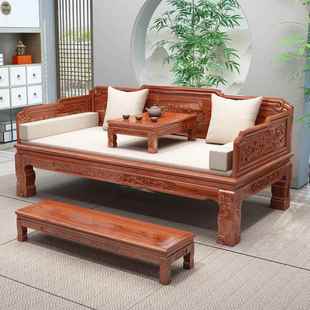 新式 汉床实木贵妃床榆榻仿罗古禅椅南木家具小户型中客厅沙发GET