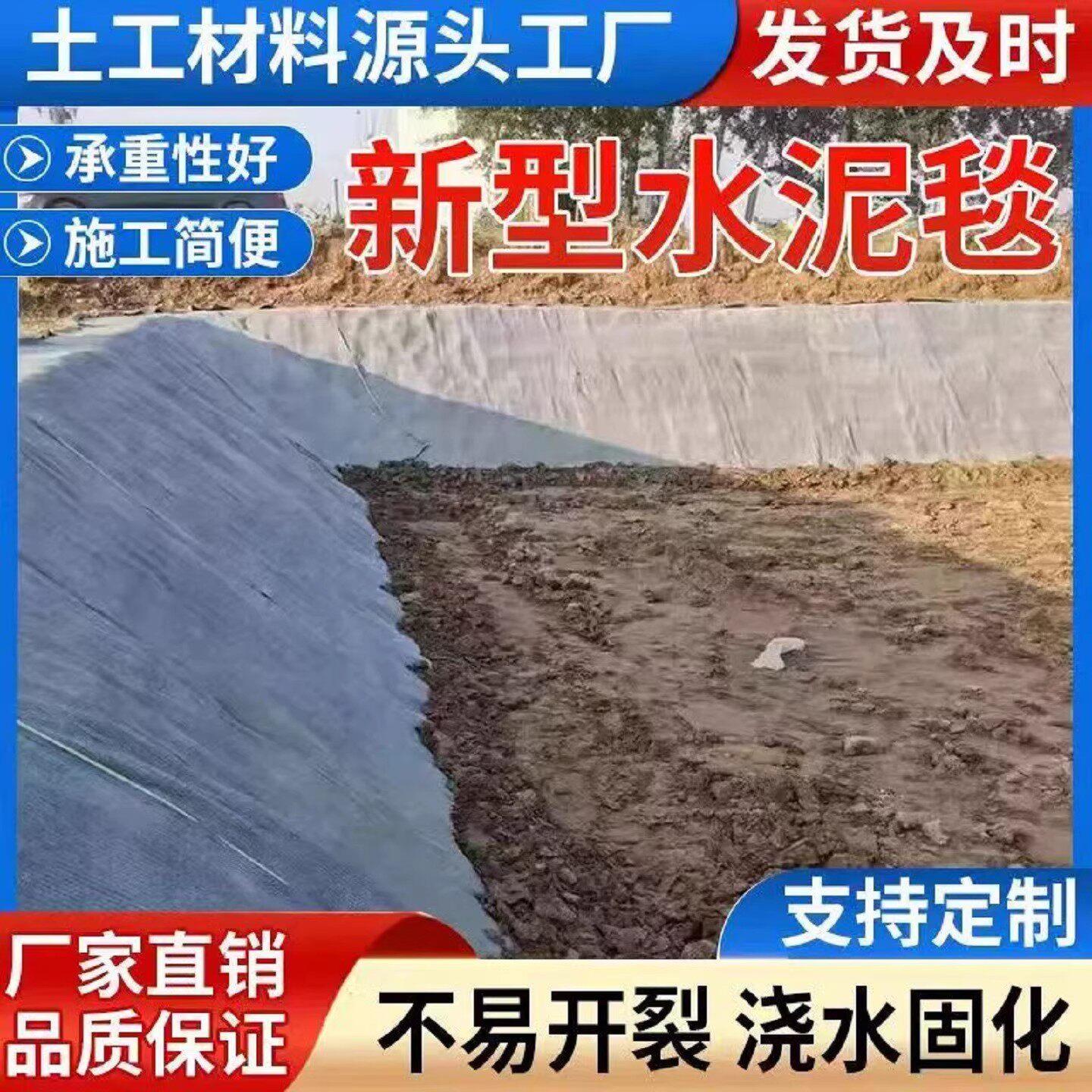 鱼塘护坡水泥毯新型防护毯景观硬化浇水固化固水毯复合材料河道