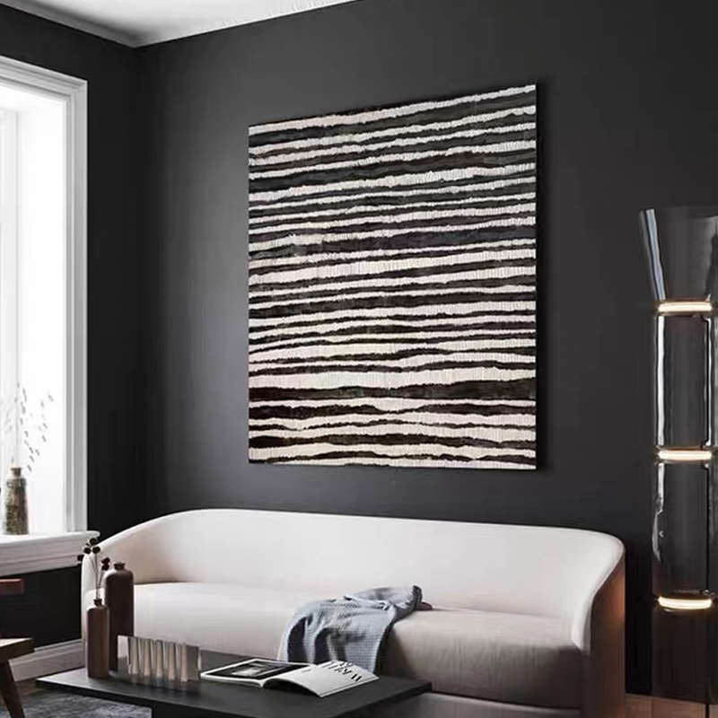 HW.ART原创手绘抽象油画后现代轻奢客厅高端挂画玄关赤贫风装饰画