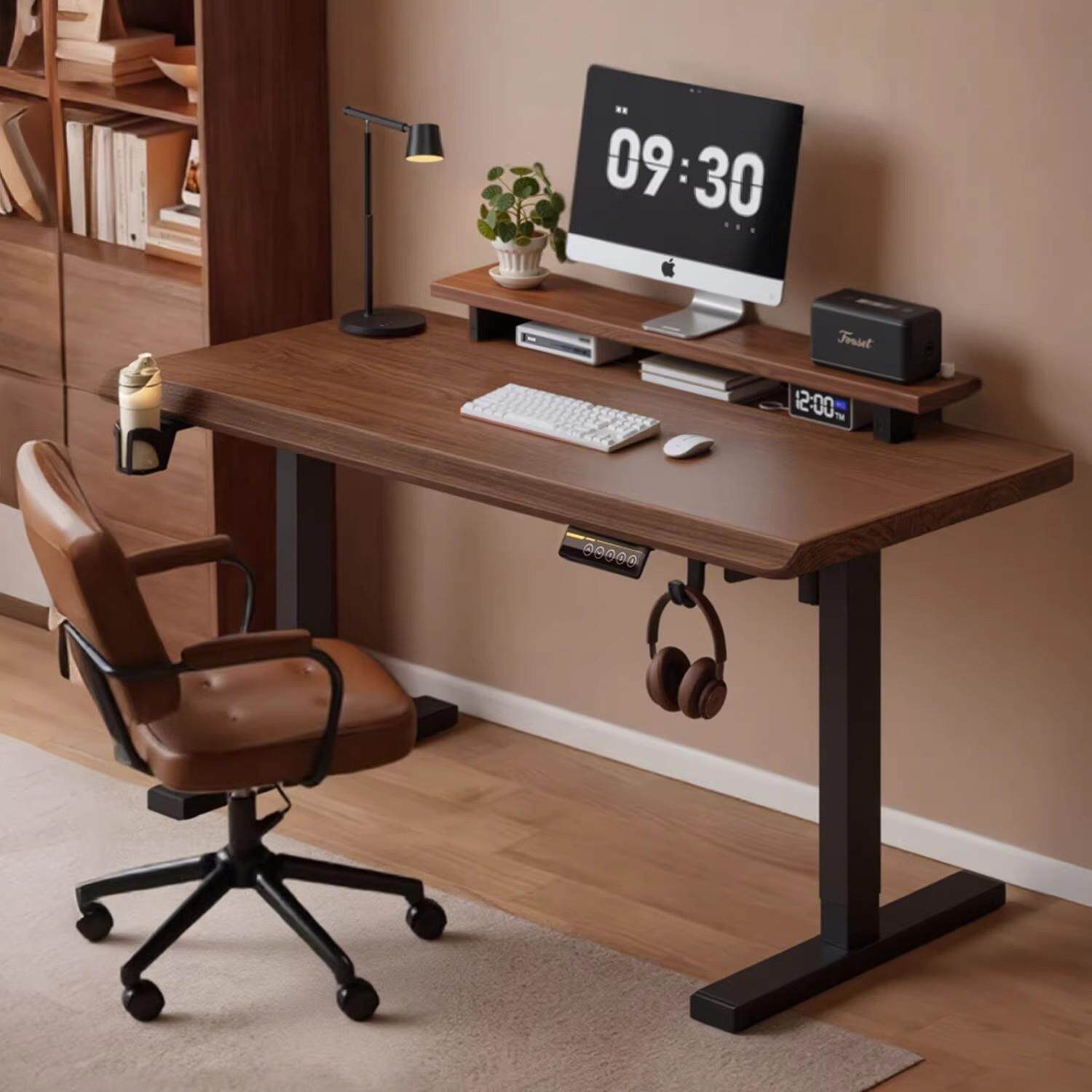 实木电动升降桌书桌电脑桌台式卧室家用办公桌子工作台移动学习桌