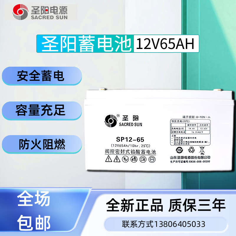 65epsups屏sp12圣免蓄电池主机阳-专用12v65ah直流铅酸机房维护