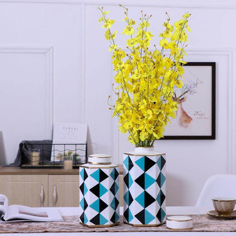 【折扣价】现代新中式美式家居装饰品客厅玄关电视柜几何图案陶瓷