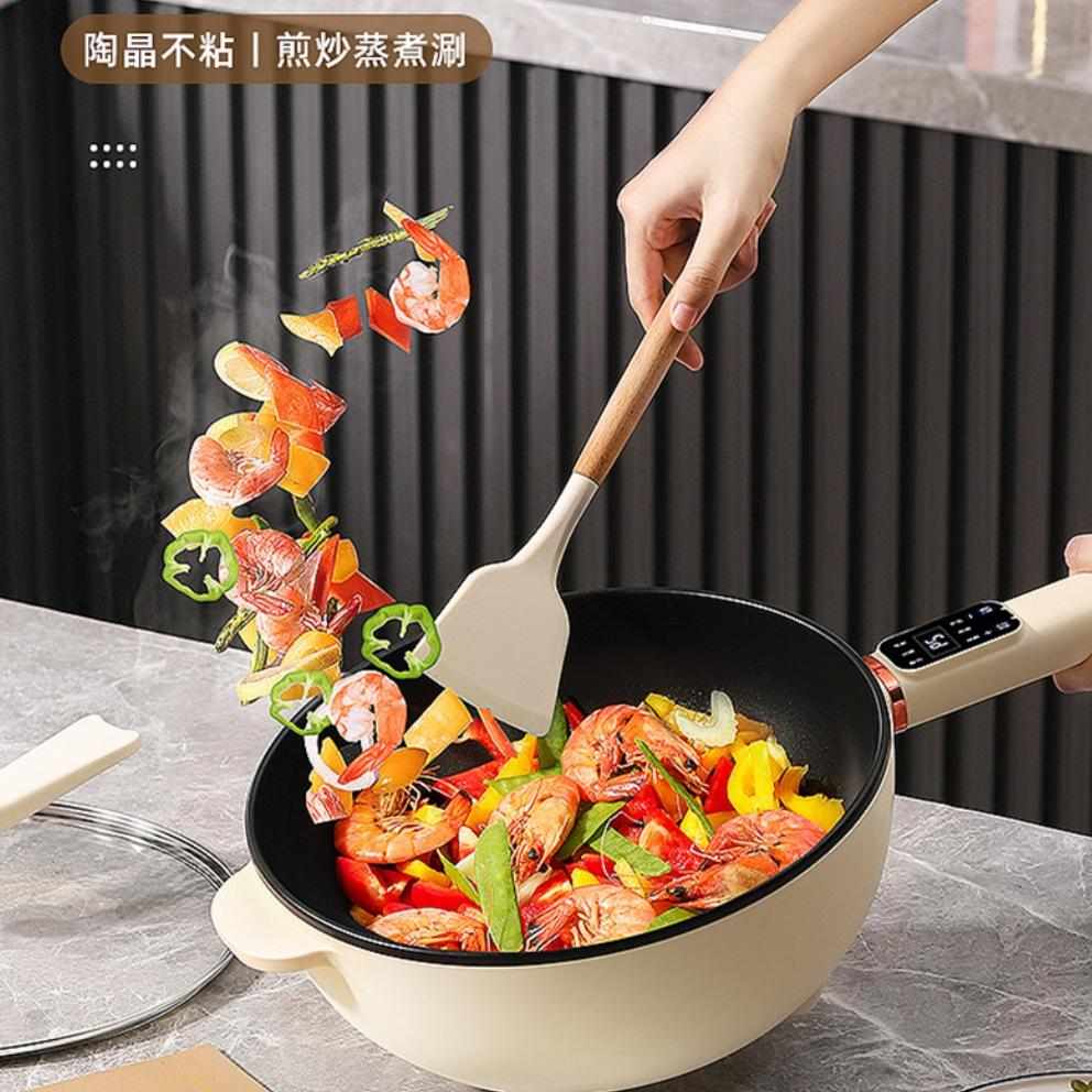 电煮煎炒电炒锅5L不锅电热多功能炒菜锅家用火锅一体式