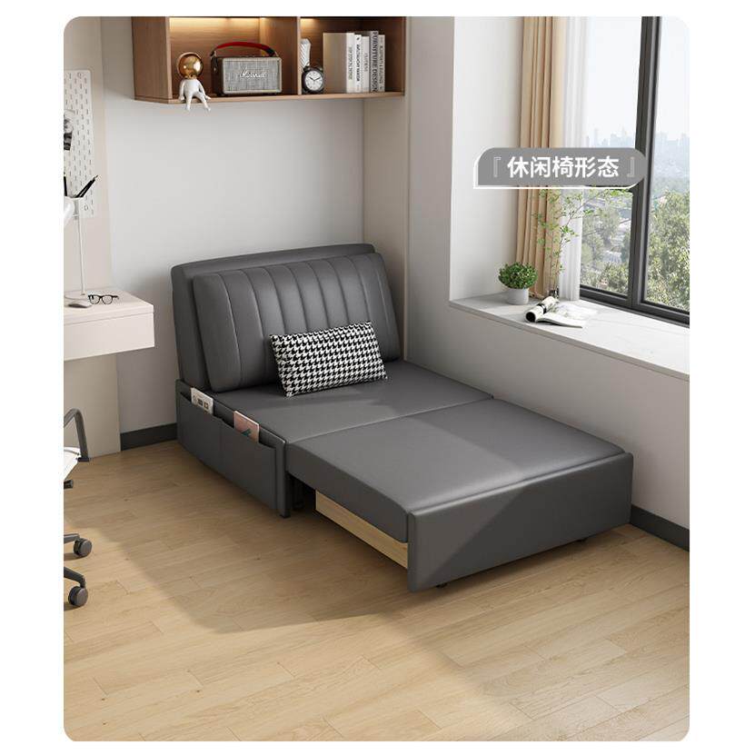 猫抓皮沙发床折叠两用2026新款办公单人小户型书房伸缩阳台多功能
