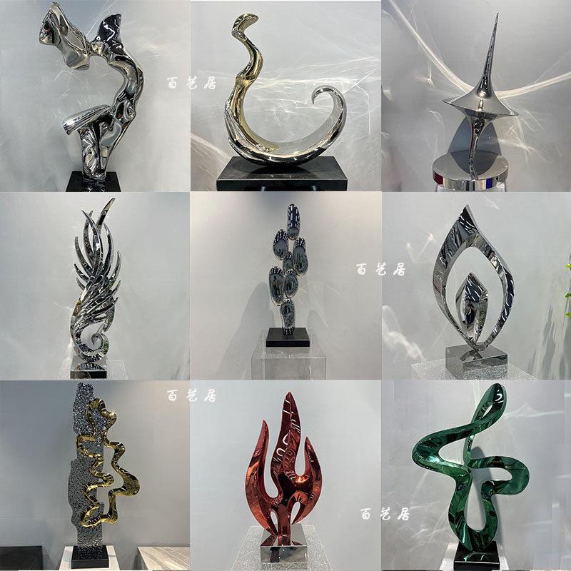 定制现代不锈钢雕塑客厅玄关抽象金属轻奢摆件办公区前台装饰品