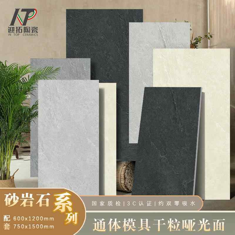 模具干粒面瓷砖600x1200哑光砂岩仿古砖餐厅商场酒店防滑耐磨