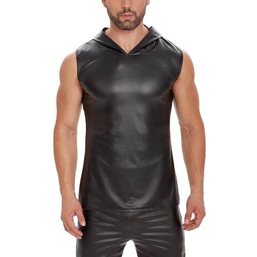 Men's matte leather vest, high-end soft patent leather