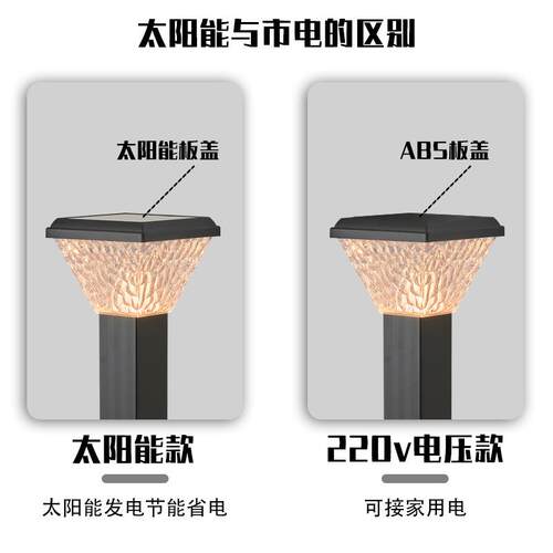 太阳能防水草坪灯方型透镜户外插地灯景区庭院花园led照明灯