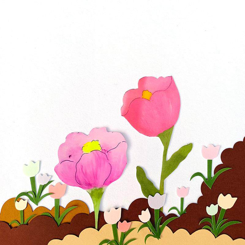 新款不织布郁金香装饰墙贴小学布置黑板报幼儿园教室墙面渐变特大