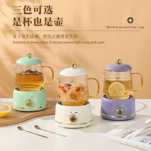 玻璃养生壶办公室小型花茶壶一人煮茶壶电炖杯迷你多功能养生杯