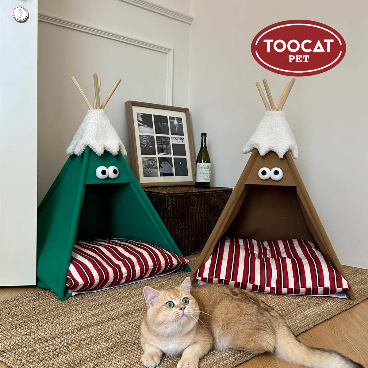 TOOCAT四季帐篷秋冬猫窝通用半封闭式可拆洗圣诞猫窝狗窝宠物用品