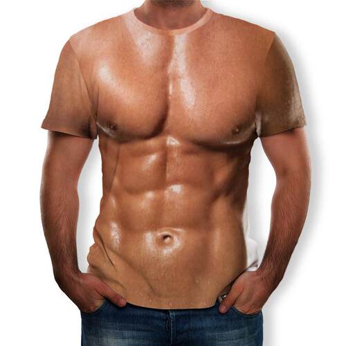 Men's 3D Digital Print Funny Abstract Chest Hair Pattern Fit