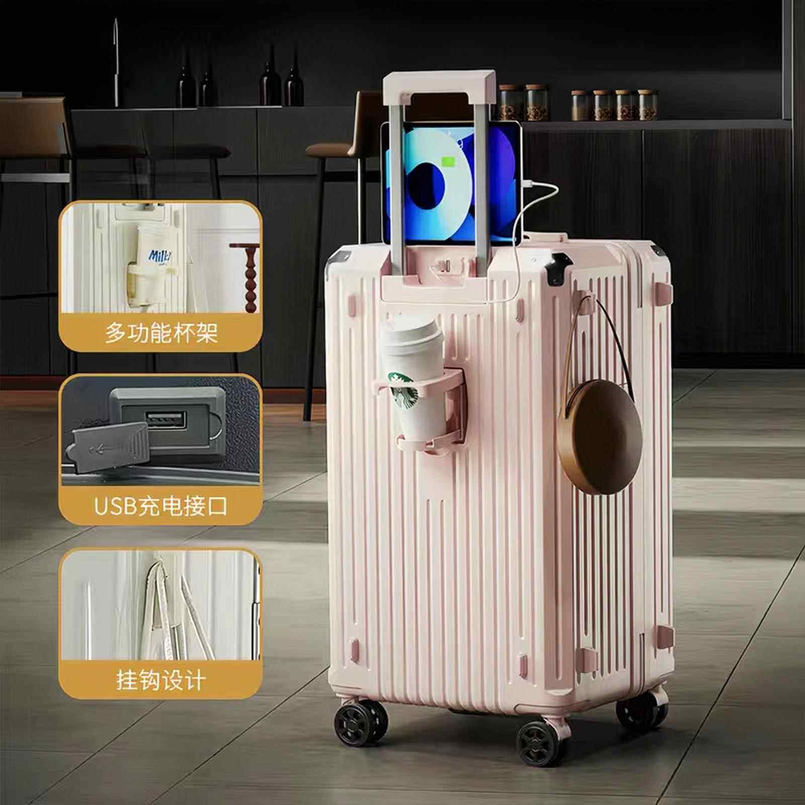 正品新高颜值行李箱2024款2女8寸大容量P网红旅行C密码皮箱静音万