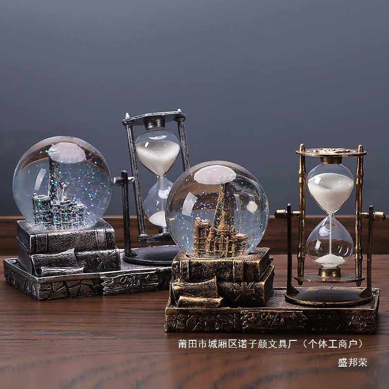 装饰品房间个性水晶球创意摆件沙漏计时器电视柜客厅复古酒柜家居,家居饰品,装饰摆件,淘宝优惠券,粉丝福利购,淘宝优惠卷