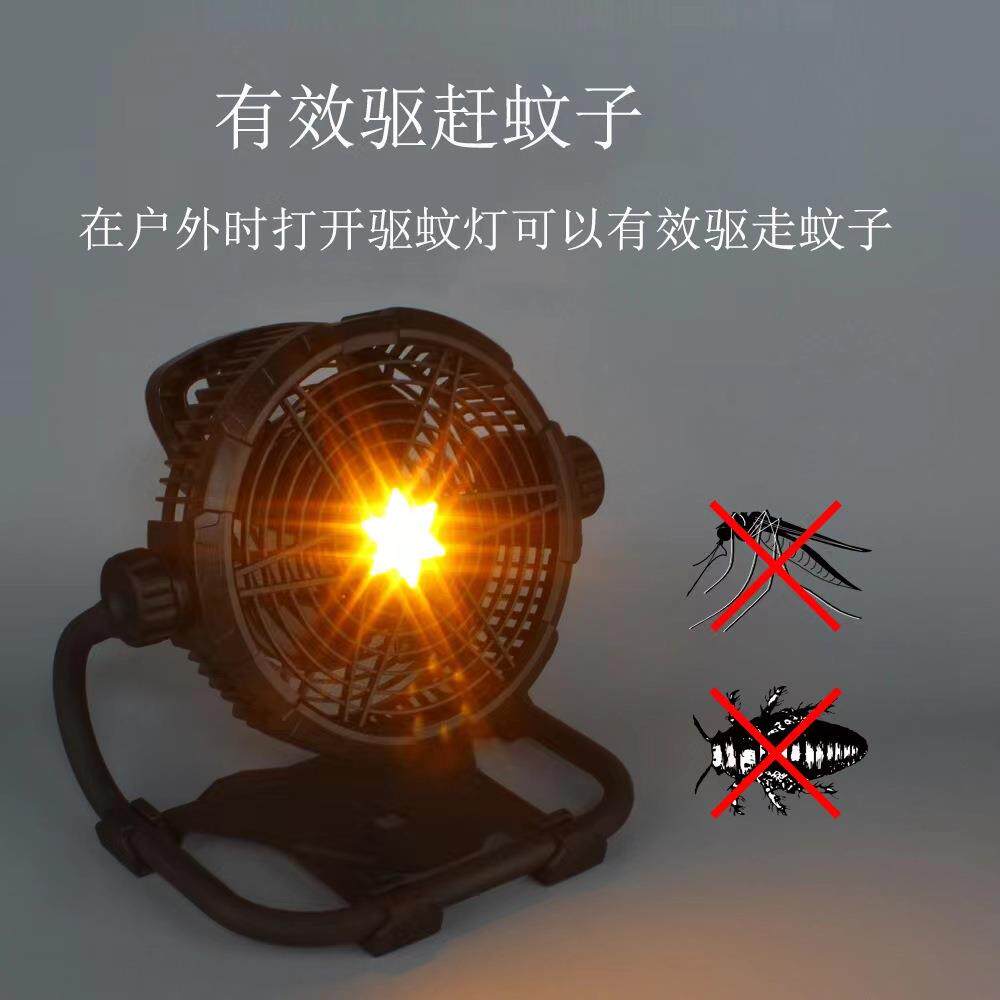 新款野营趴地扇无级调速户外露营风扇LED灯风扇太阳能风扇