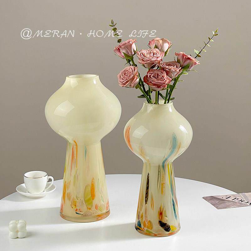 中古彩色复古琉璃几何艺术彩色设计创意玻璃花瓶装饰品摆件高级感