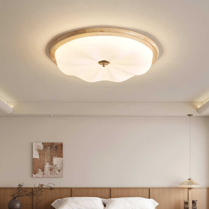 卧室灯吸顶灯奶油中古风胡桃木色简约复古实木护眼主卧书房间灯具,家装灯饰光源,智能吸顶灯,淘宝优惠券,粉丝福利购,淘宝优惠卷