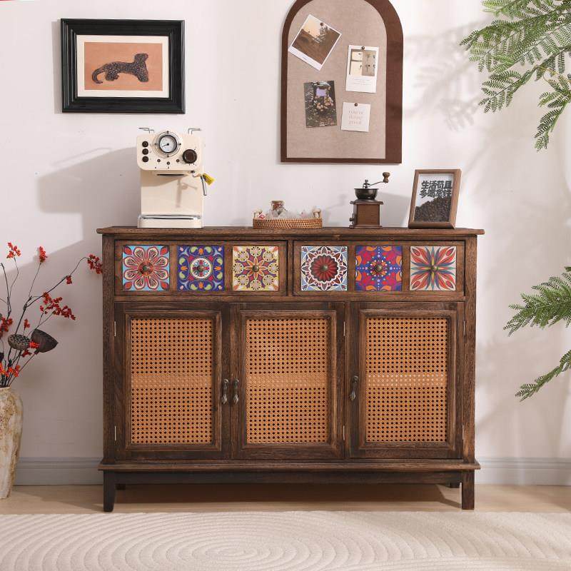 美式实木餐边柜靠墙一体收纳柜茶具收纳柜现代简约客厅边柜玄关柜,住宅家具,餐边柜,淘宝优惠券,粉丝福利购,淘宝优惠卷