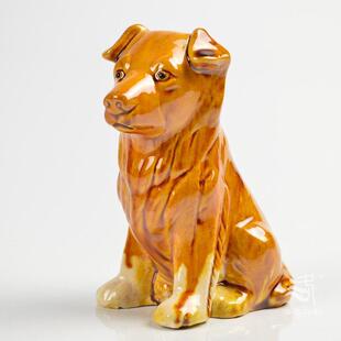 洛邑三彩陶瓷狗唐三彩狗生肖土黄狗补角陶土土狗化解摆件动物装饰