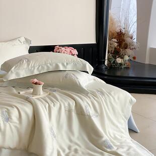 A类60s兰精天丝刺绣四件套夏1.8床床单床笠款 床上用品 小清晰AB版