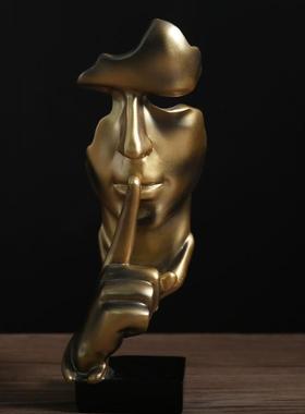 沉默是金酒柜装饰品办公室摆件复古创意家居软装工艺品雕塑艺术