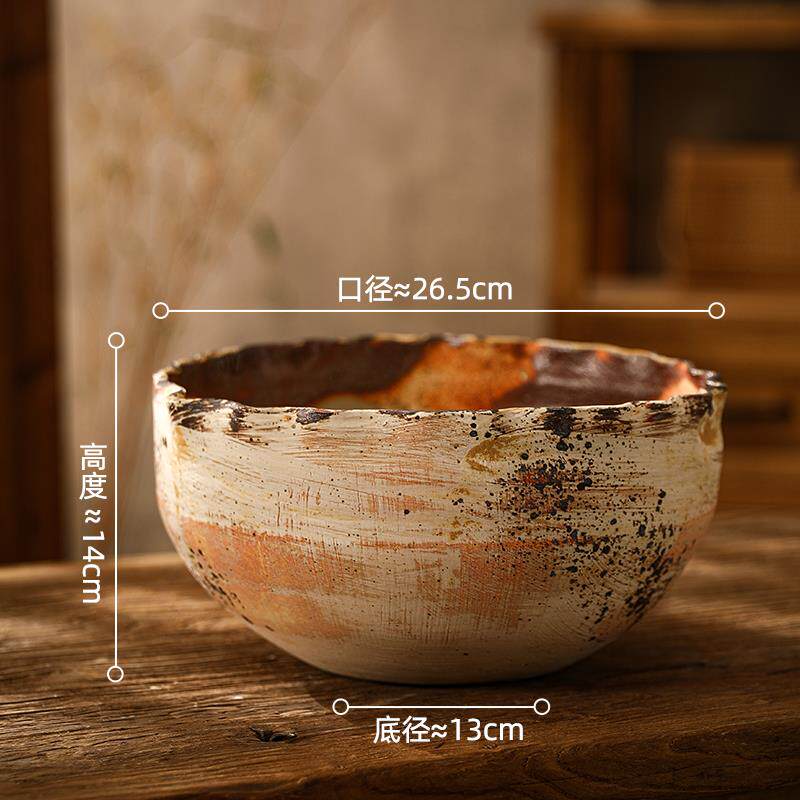 正品景德大陶瓷花瓶手花工做旧柴烧捏器侘镇寂风高级感口径花盆摆