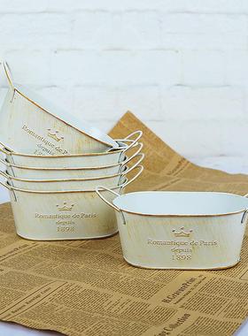 仿真花美式铁艺花盆花盆装饰摆件