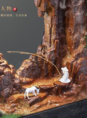 A947假山流水生财摆件办公室瀑布喷泉加湿器玄关客厅桌面家居软装