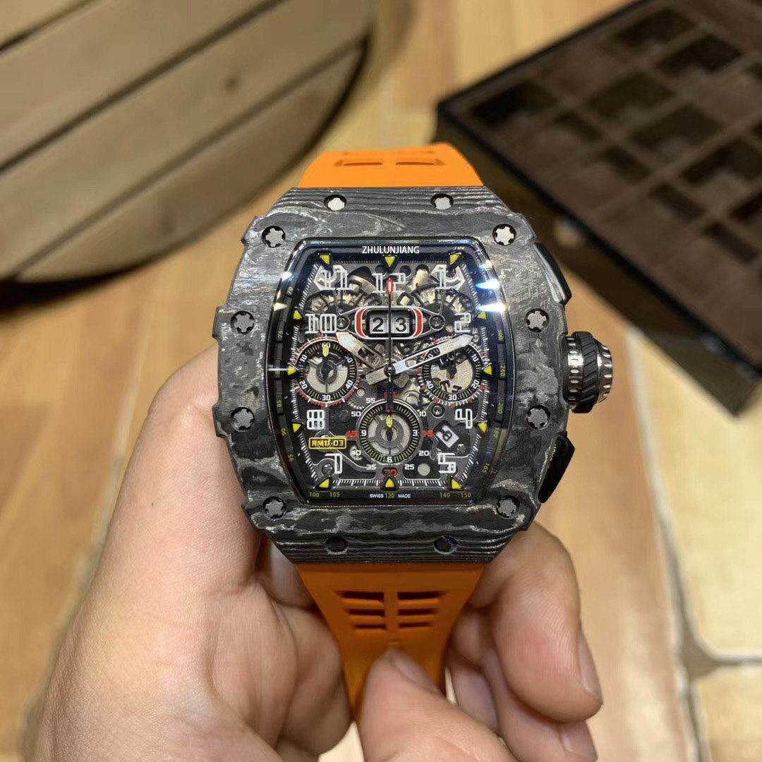 注轮匠男士全自动机械手表多功能计时日历夜光防水碳纤维大表盘潮