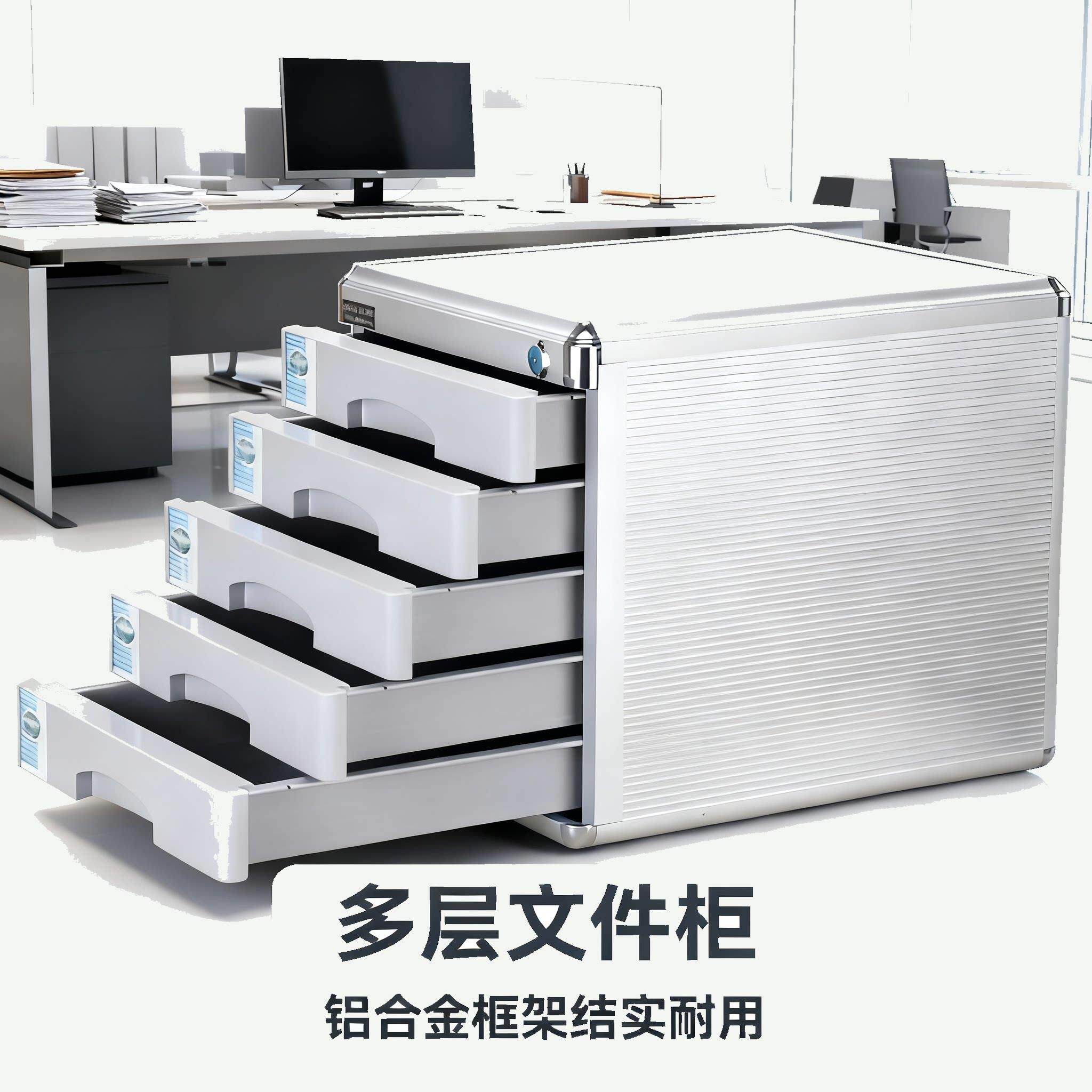铝合金文件柜A4纸收纳盒桌面带锁办公档案资料收纳柜抽屉式文件盒
